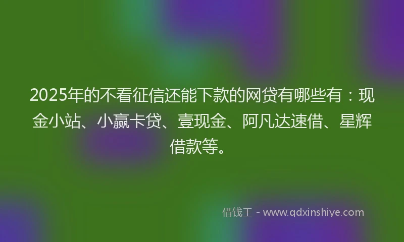 2025年的不看征信还能下款的网贷有哪些有：现金小站、小赢卡贷、壹现金、阿凡达速借、星辉借款等。