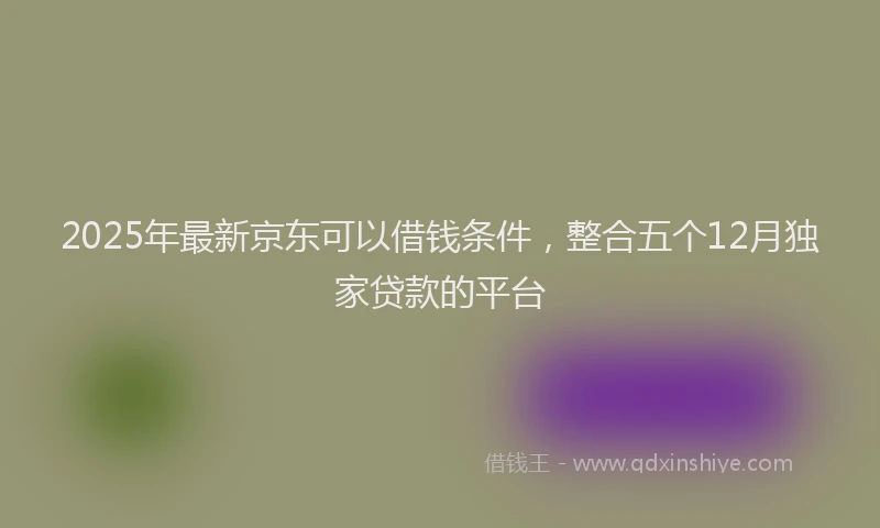 2025年最新京东可以借钱条件，整合五个12月独家贷款的平台