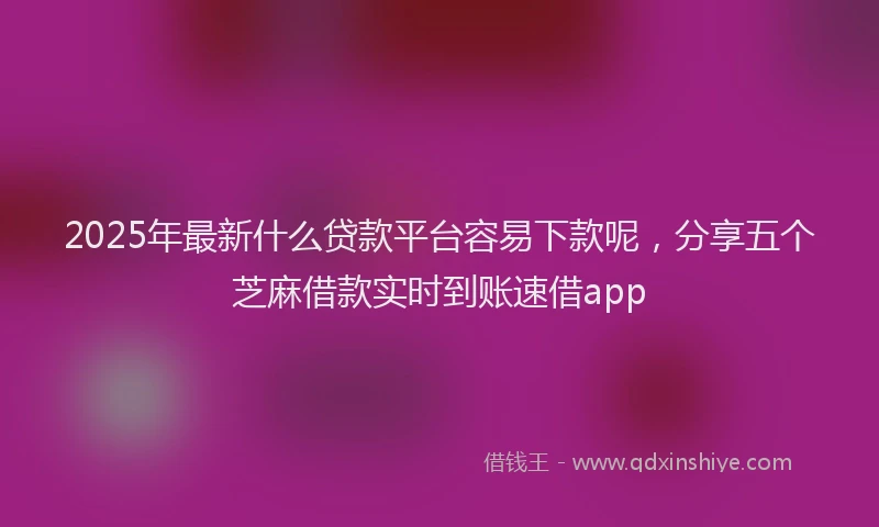 2025年最新什么贷款平台容易下款呢，分享五个芝麻借款实时到账速借app