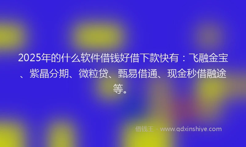 2025年的什么软件借钱好借下款快有：飞融金宝、紫晶分期、微粒贷、甄易借通、现金秒借融途等。