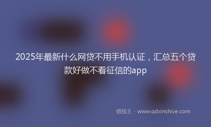 2025年最新什么网贷不用手机认证，汇总五个贷款好做不看征信的app