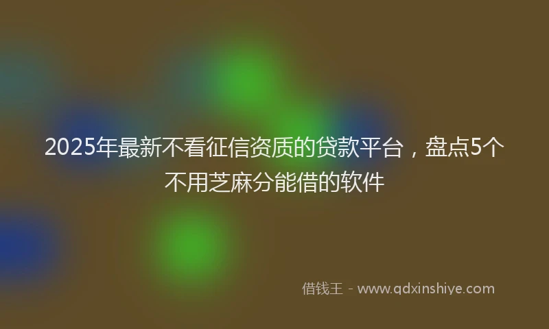 2025年最新不看征信资质的贷款平台，盘点5个不用芝麻分能借的软件