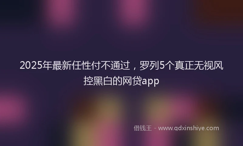 2025年最新任性付不通过，罗列5个真正无视风控黑白的网贷app