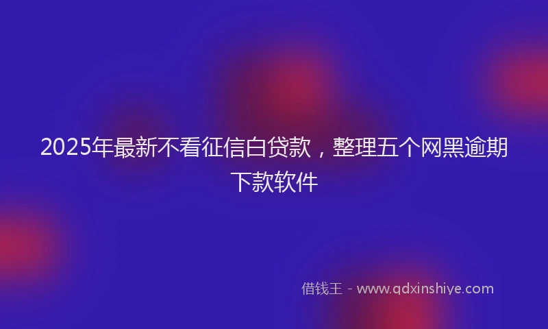 2025年最新不看征信白贷款，整理五个网黑逾期下款软件