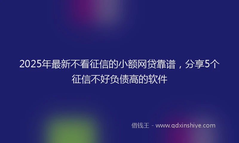 2025年最新不看征信的小额网贷靠谱，分享5个征信不好负债高的软件