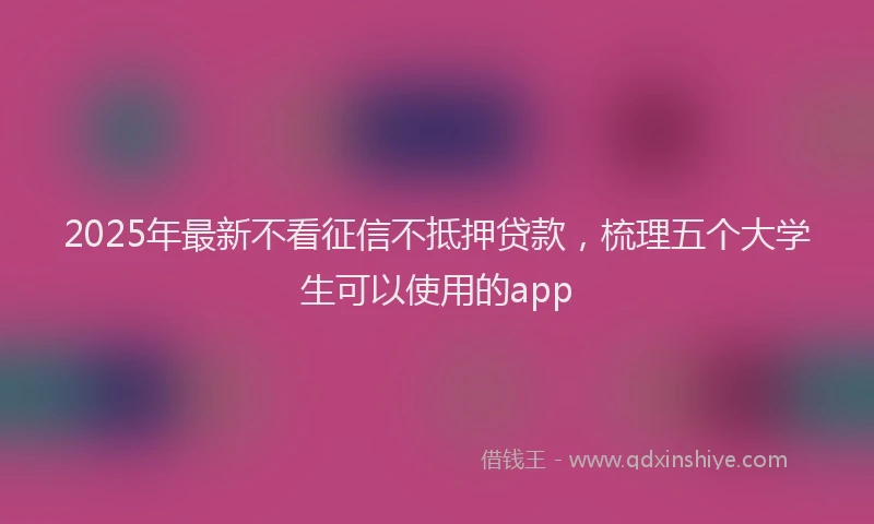 2025年最新不看征信不抵押贷款，梳理五个大学生可以使用的app