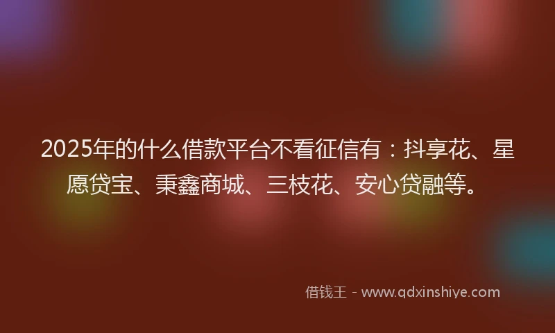 2025年的什么借款平台不看征信有：抖享花、星愿贷宝、秉鑫商城、三枝花、安心贷融等。