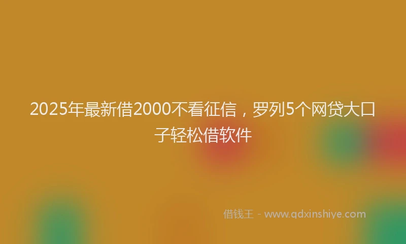 2025年最新借2000不看征信，罗列5个网贷大口子轻松借软件