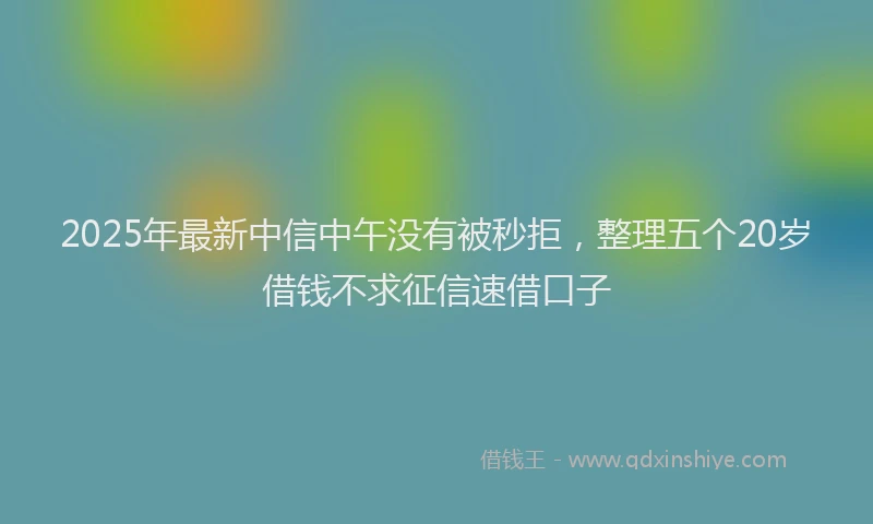 2025年最新中信中午没有被秒拒，整理五个20岁借钱不求征信速借口子