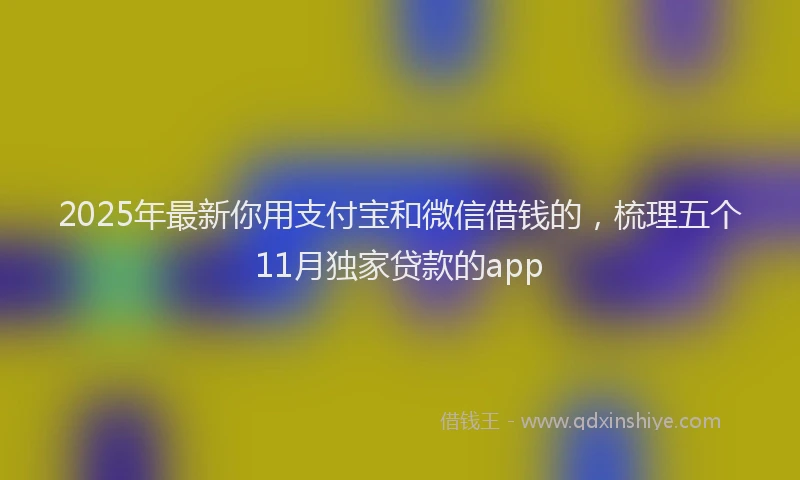 2025年最新你用支付宝和微信借钱的，梳理五个11月独家贷款的app