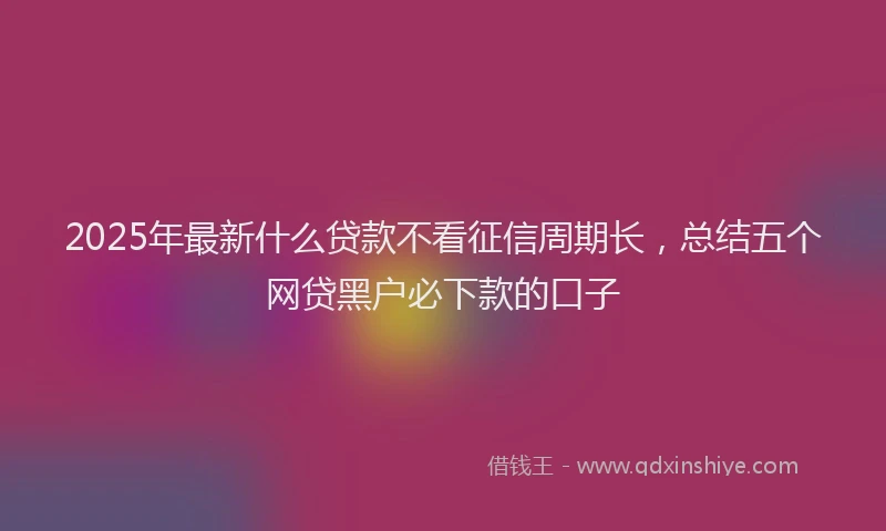 2025年最新什么贷款不看征信周期长，总结五个网贷黑户必下款的口子