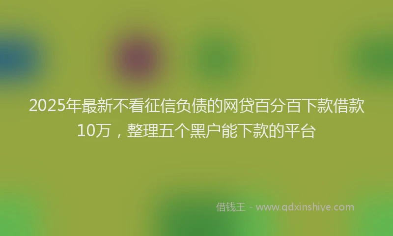 2025年最新不看征信负债的网贷百分百下款借款10万，整理五个黑户能下款的平台