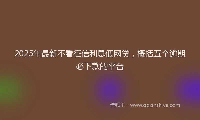 2025年最新不看征信利息低网贷，概括五个逾期必下款的平台