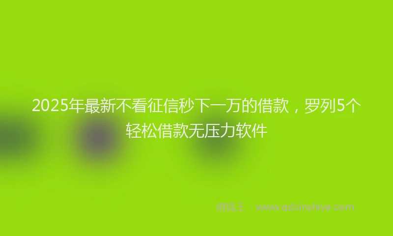 2025年最新不看征信秒下一万的借款，罗列5个轻松借款无压力软件