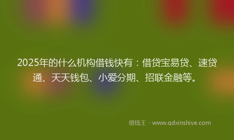 2025年的什么机构借钱快有：借贷宝易贷、速贷通、天天钱包、小爱分期、招联金融等。