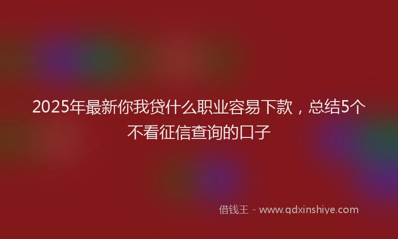 2025年最新你我贷什么职业容易下款，总结5个不看征信查询的口子