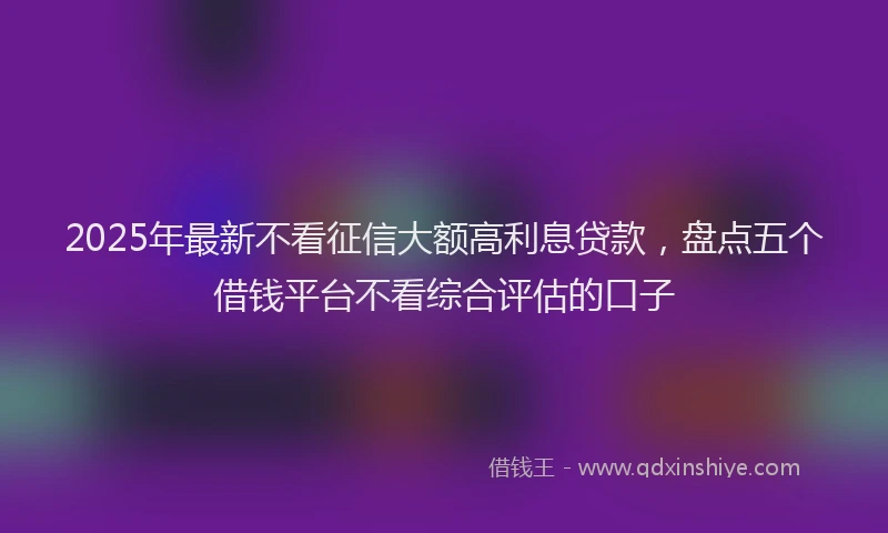 2025年最新不看征信大额高利息贷款，盘点五个借钱平台不看综合评估的口子