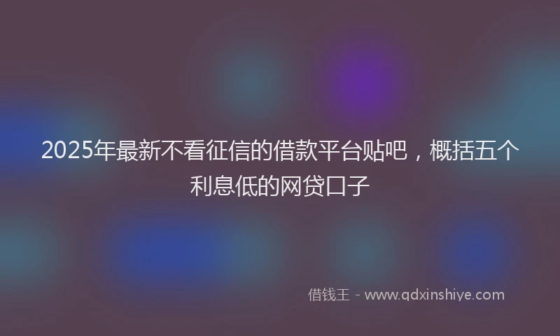 2025年最新不看征信的借款平台贴吧，概括五个利息低的网贷口子
