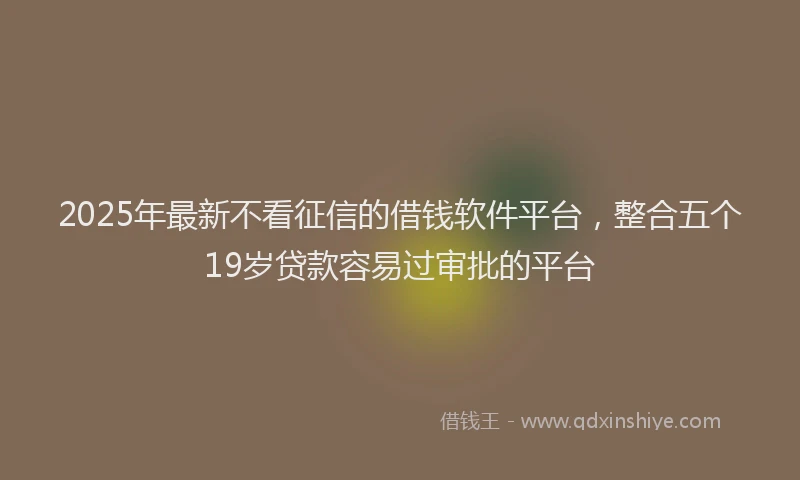 2025年最新不看征信的借钱软件平台，整合五个19岁贷款容易过审批的平台