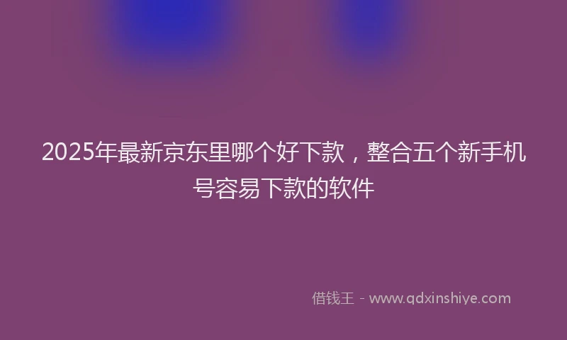 2025年最新京东里哪个好下款，整合五个新手机号容易下款的软件