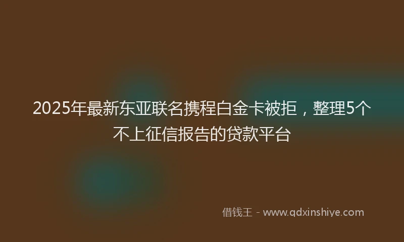 2025年最新东亚联名携程白金卡被拒，整理5个不上征信报告的贷款平台