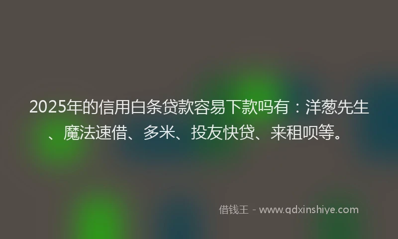 2025年的信用白条贷款容易下款吗有：洋葱先生、魔法速借、多米、投友快贷、来租呗等。