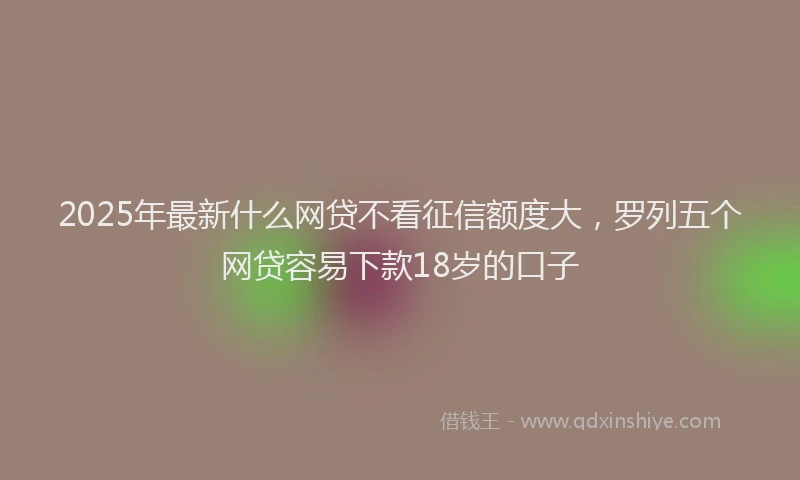 2025年最新什么网贷不看征信额度大，罗列五个网贷容易下款18岁的口子