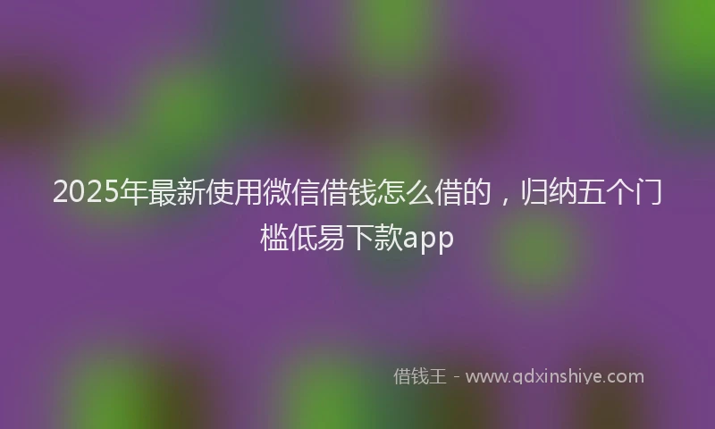 2025年最新使用微信借钱怎么借的，归纳五个门槛低易下款app