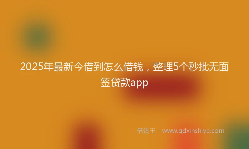 2025年最新今借到怎么借钱，整理5个秒批无面签贷款app