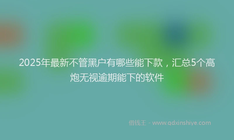 2025年最新不管黑户有哪些能下款，汇总5个高炮无视逾期能下的软件