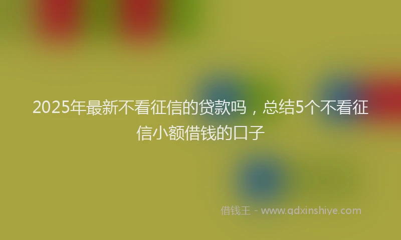 2025年最新不看征信的贷款吗，总结5个不看征信小额借钱的口子