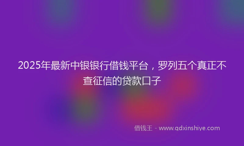 2025年最新中银银行借钱平台，罗列五个真正不查征信的贷款口子