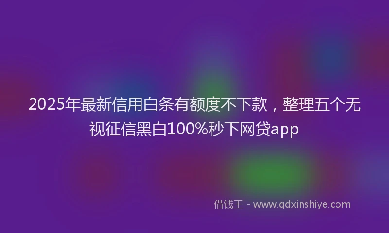 2025年最新信用白条有额度不下款，整理五个无视征信黑白100%秒下网贷app