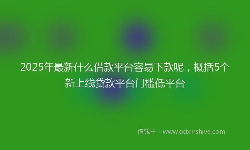 2025年最新什么借款平台容易下款呢，概括5个新上线贷款平台门槛低平台