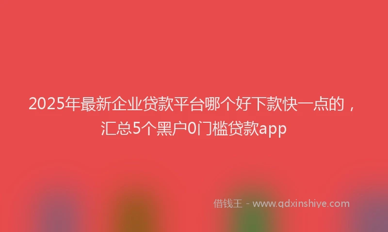 2025年最新企业贷款平台哪个好下款快一点的，汇总5个黑户0门槛贷款app