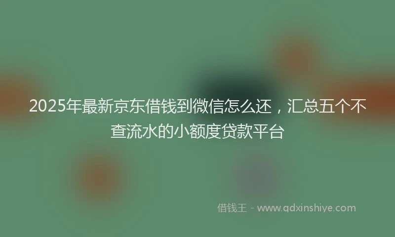 2025年最新京东借钱到微信怎么还，汇总五个不查流水的小额度贷款平台
