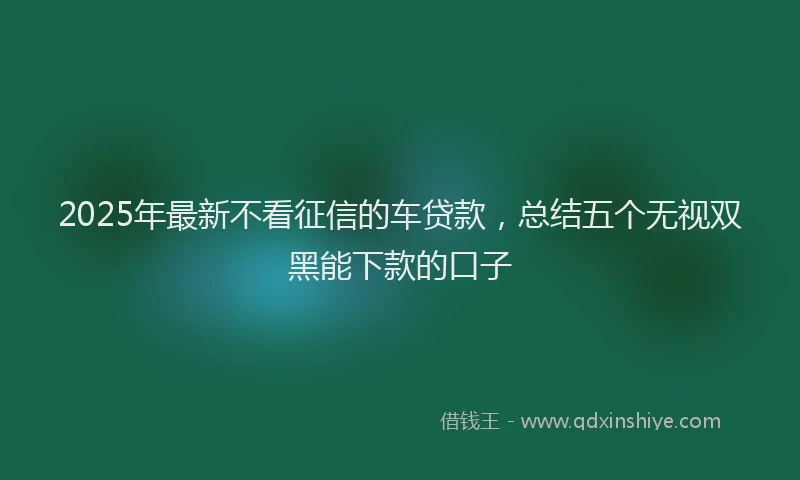 2025年最新不看征信的车贷款，总结五个无视双黑能下款的口子