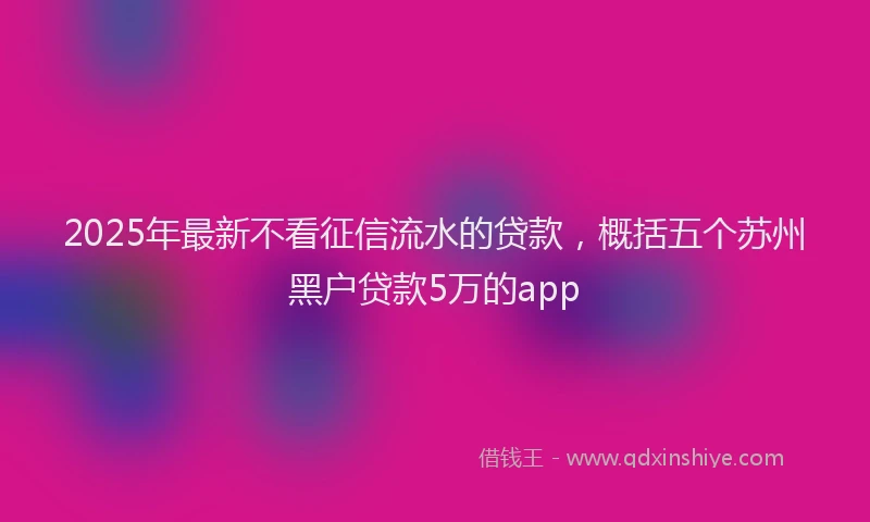 2025年最新不看征信流水的贷款，概括五个苏州黑户贷款5万的app