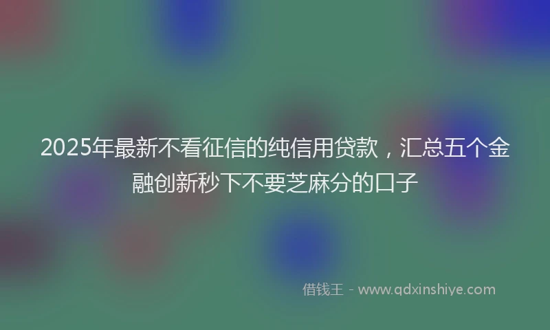 2025年最新不看征信的纯信用贷款，汇总五个金融创新秒下不要芝麻分的口子