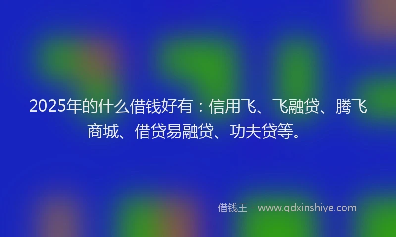 2025年的什么借钱好有：信用飞、飞融贷、腾飞商城、借贷易融贷、功夫贷等。