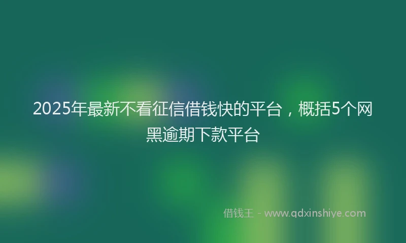 2025年最新不看征信借钱快的平台，概括5个网黑逾期下款平台
