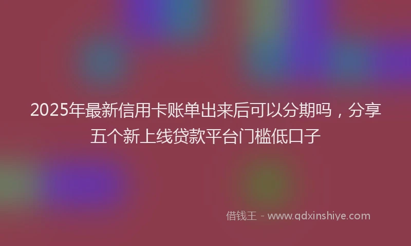2025年最新信用卡账单出来后可以分期吗，分享五个新上线贷款平台门槛低口子