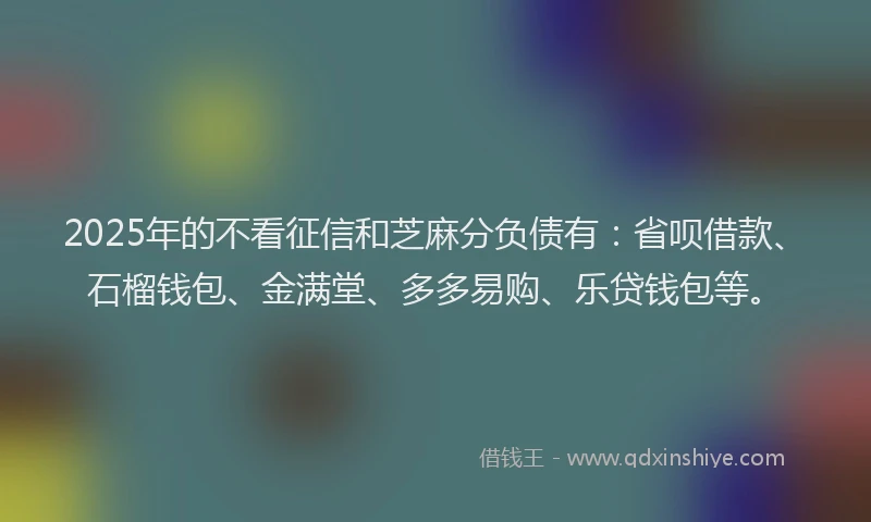 2025年的不看征信和芝麻分负债有：省呗借款、石榴钱包、金满堂、多多易购、乐贷钱包等。