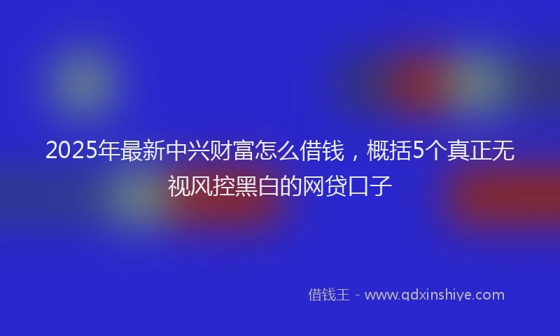 2025年最新中兴财富怎么借钱，概括5个真正无视风控黑白的网贷口子