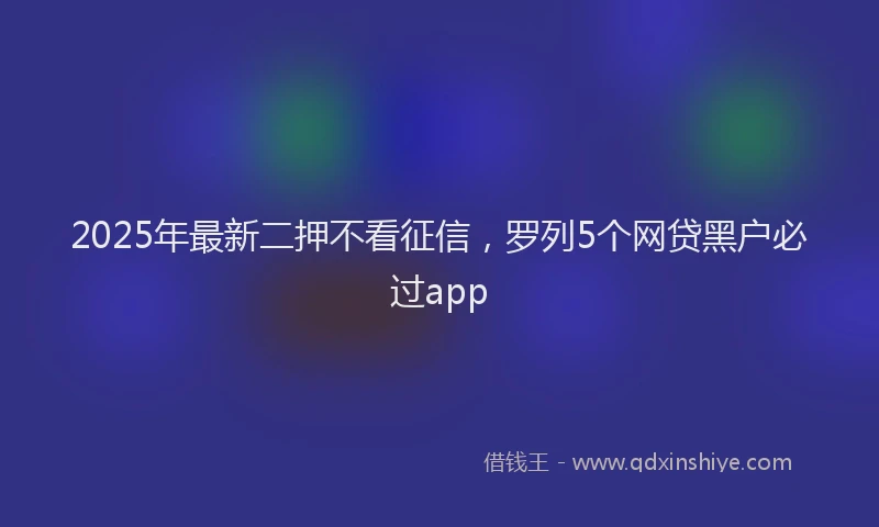 2025年最新二押不看征信，罗列5个网贷黑户必过app