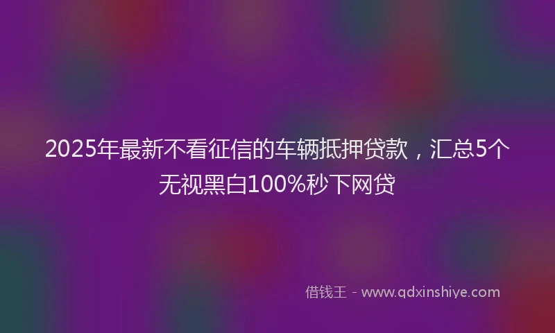 2025年最新不看征信的车辆抵押贷款，汇总5个无视黑白100%秒下网贷