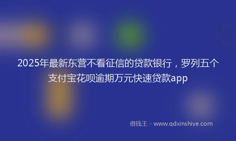 2025年最新东营不看征信的贷款银行，罗列五个支付宝花呗逾期万元快速贷款app