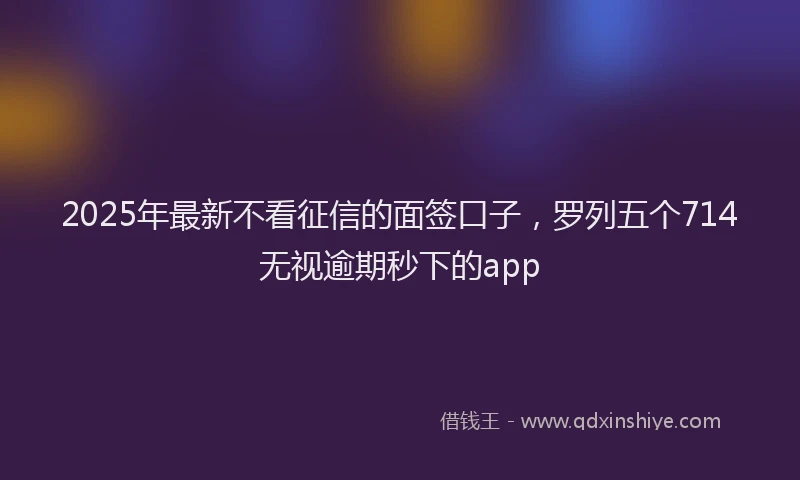 2025年最新不看征信的面签口子，罗列五个714无视逾期秒下的app