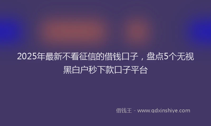 2025年最新不看征信的借钱口子，盘点5个无视黑白户秒下款口子平台