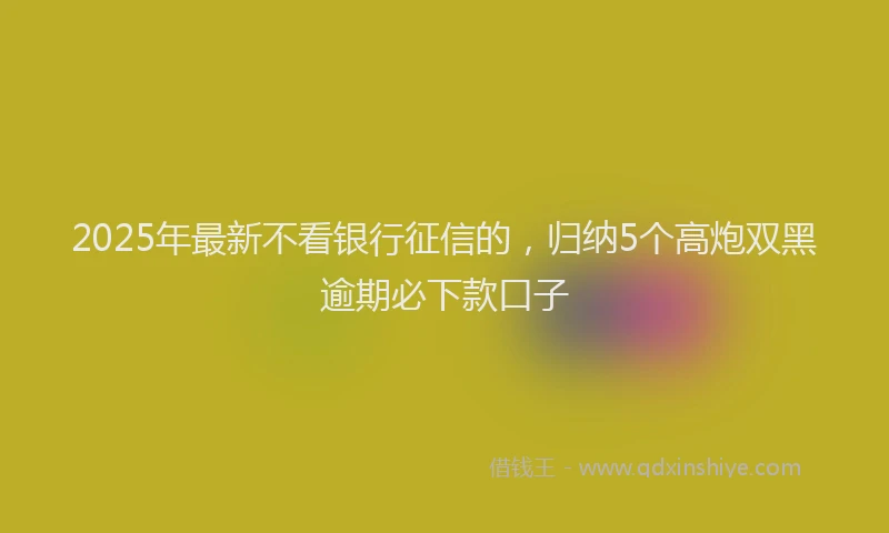 2025年最新不看银行征信的，归纳5个高炮双黑逾期必下款口子